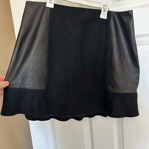 Madewell Black Mini Skirt with Wool & Leather Panels